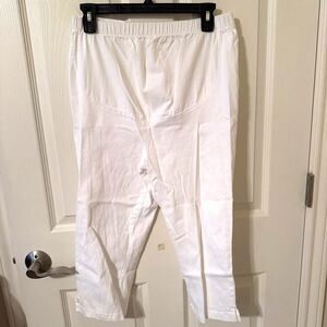Take Nine Maternity White Pull On Lightweight Capri Size M, Vintage